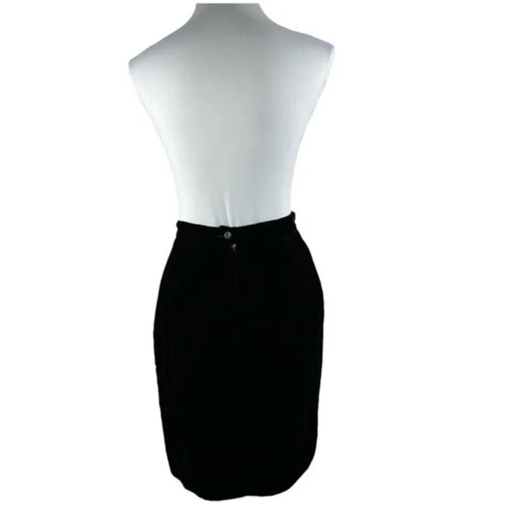 Valentino Studio‎ Black Velvet Pencil Skirt Vintage Made in Italy W27 Hemmed